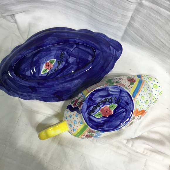 Jean McDermott 1997 gravy boat and tray, great decor item, hand painted - Picture 4 of 4